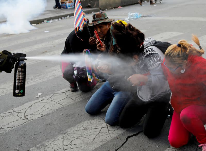 FILE PHOTO: Clashes between supporters of former Bolivian President Evo Morales and the security forces, in La Paz