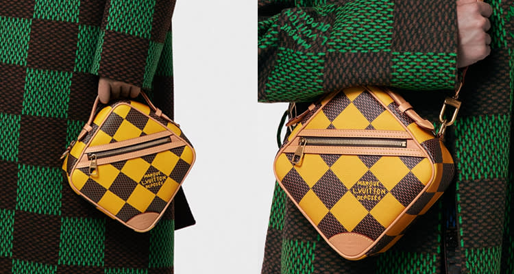 「Chess 」系列，可拆式背帶黃色棋盤格紋包，NT$ 92,500。 Source：Louis Vuitton