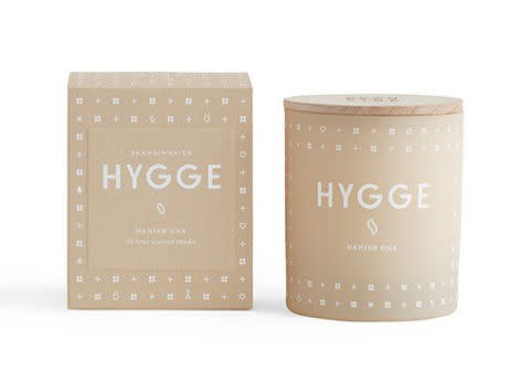 <p><a rel="nofollow noopener" href="http://skandinavisk-usa.com/collections/scented-candles/products/hygge-scented" target="_blank" data-ylk="slk:Hygge Scented Candle (Coziness);elm:context_link;itc:0;sec:content-canvas" class="link "><u>Hygge Scented Candle (Coziness)</u></a>, $48.</p>