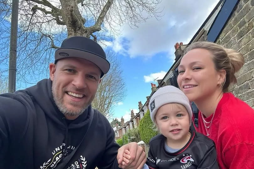 Chloe Madeley and James Haskell with daughter Bodhi