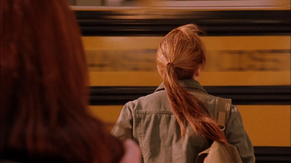 lindsay lohan in "mean girls" almost gets hit by a bus