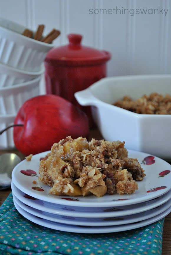 <strong>Get the <a href="http://www.somethingswanky.com/cinnamon-burst-apple-crisp/" target="_blank" rel="noopener noreferrer">cinnamon burst apple crisp recipe</a> from Something Swanky.</strong>