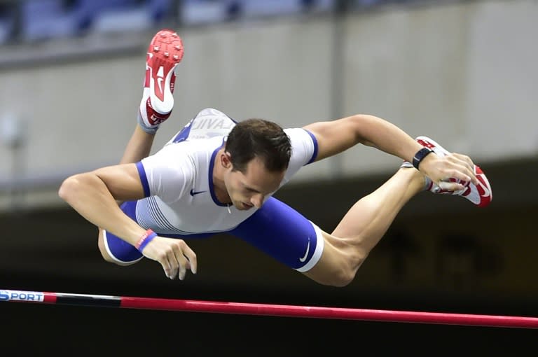 France's Renaud Lavillenie competes at the IAAF Diamond League athletics meeting in Saint-Denis, near Paris, on August 27, 2016