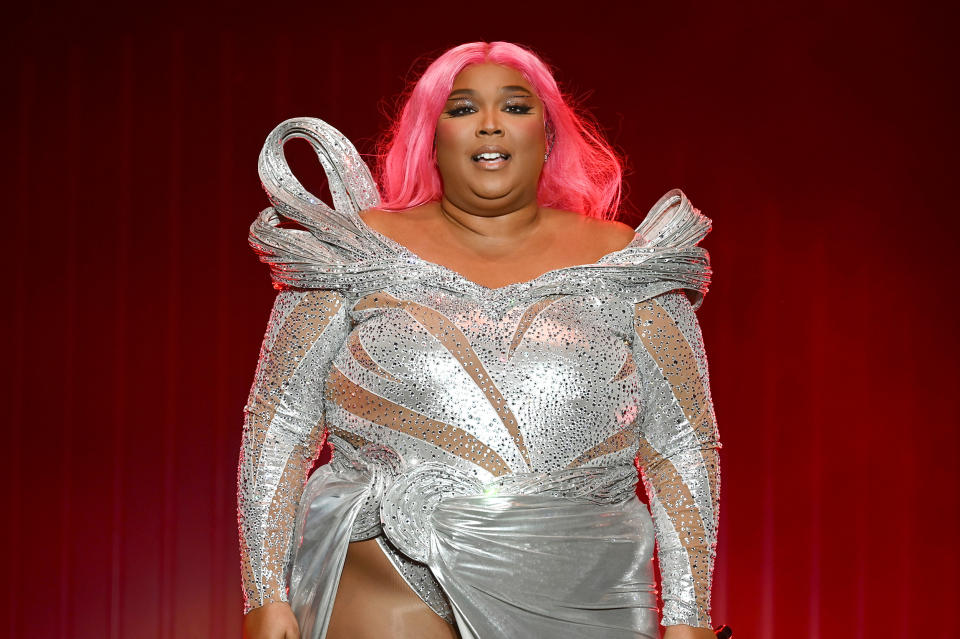 Lizzo at The Governor's Ball NYC Music Festival on June 9, 2023.  (Anthony Behar / Sipa USA via AP Images)