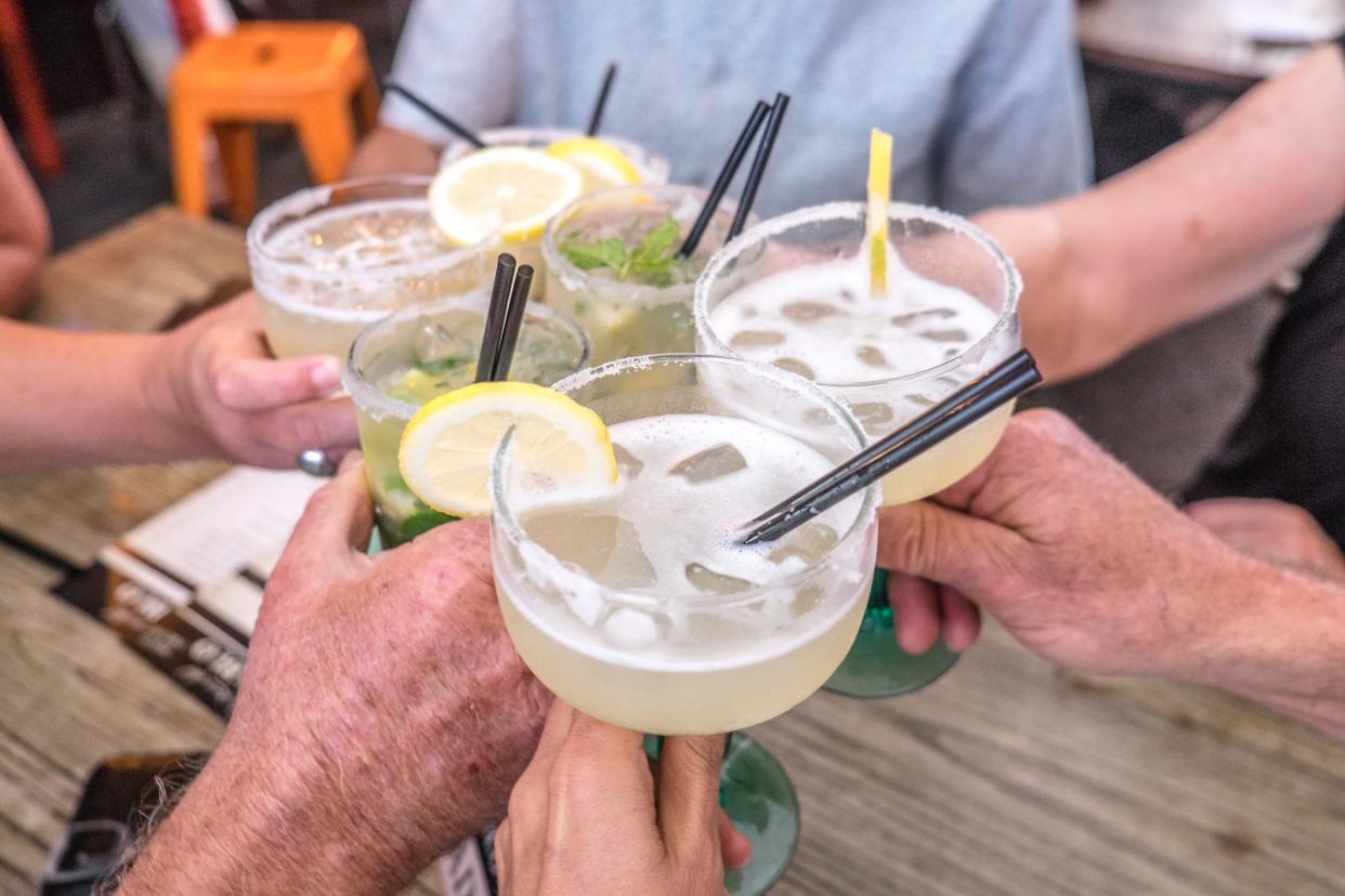 Margaritas are traditionally made with tequila, lime juice and triple sec.