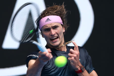 Tennis - Australian Open - First Round - Melbourne Park, Melbourne, Australia, January 15, 2019. Germany's Alexander Zverev in action during the match against Slovenia's Aljaz Bedene. REUTERS/Lucy Nicholson