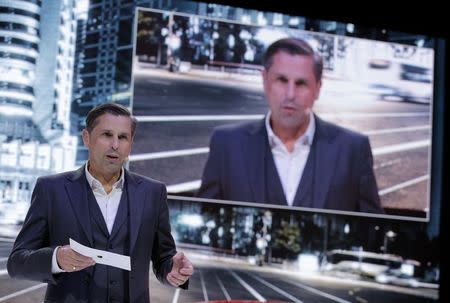 Klaus Zellmer, President and CEO, Porsche Cars North America, speaks at the 2017 New York International Auto Show in New York City, U.S. April 12, 2017. REUTERS/Lucas Jackson