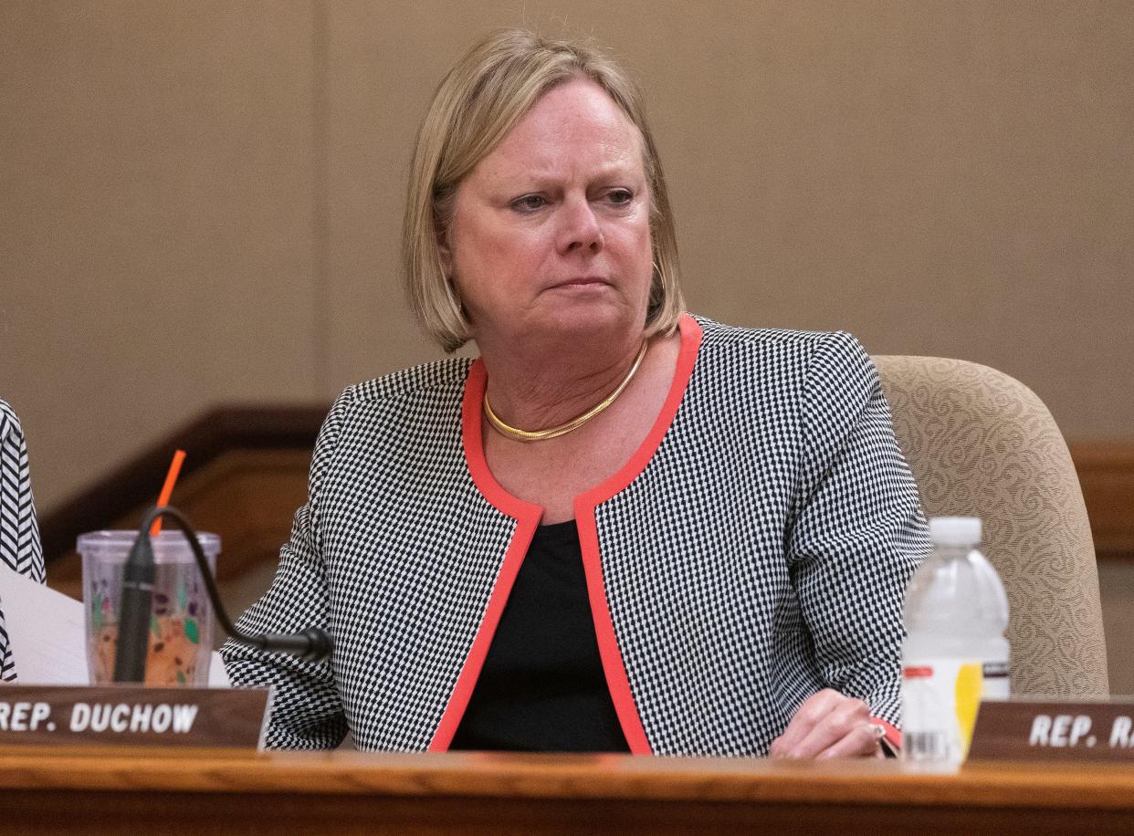 Rep. Cindi Duchow, R-Town of Delafield, listens to testimony.