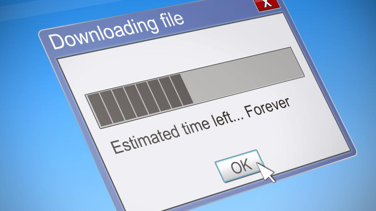  A download window that has partially loaded, with text reading: "Estimated time left...forever". 