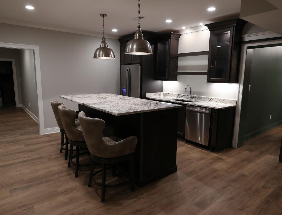 Lower level wet bar inside a newly-built home that will be on display during the Homearama Norton Commons 2022 event in Prospect, Ky. on Sept. 8, 2022.