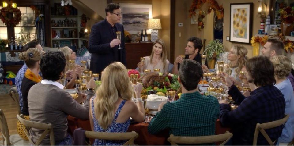 <p>If you don't want to commit to a whole movie, dip into the Thanksgiving episode of <em>Fuller House</em> (season 2, episode 6). In it, the Tanner clan reunites — except Michelle, of course — and has to re-learn how to all coexist under one roof. It might sound eerily familiar.</p><p><a class="link " href="https://www.netflix.com/watch/80104076" rel="nofollow noopener" target="_blank" data-ylk="slk:WATCH NOW;elm:context_link;itc:0;sec:content-canvas">WATCH NOW</a></p><p><strong>RELATED</strong>: <a href="https://www.goodhousekeeping.com/life/entertainment/g28581503/best-friends-thanksgiving-episodes-ever/" rel="nofollow noopener" target="_blank" data-ylk="slk:Every 'Friends' Thanksgiving Episode, Ranked;elm:context_link;itc:0;sec:content-canvas" class="link ">Every 'Friends' Thanksgiving Episode, Ranked</a></p>