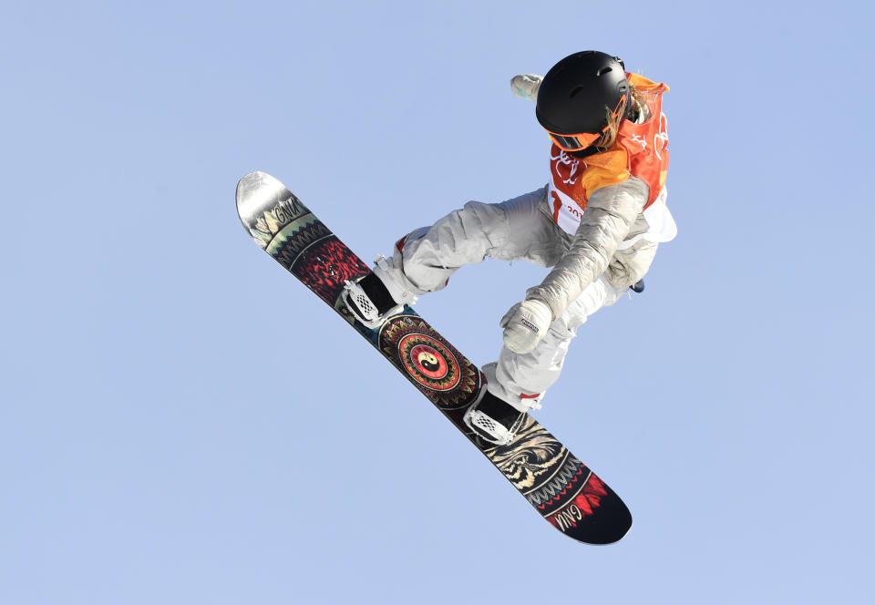 <p>Gold medalist Jamie Anderson of the United States in action during the Snowboard Ladies’ Slopestyle Final on day three of the PyeongChang 2018 Winter Olympic Games at Phoenix Snow Park. February 12, 2018. (Photo by Hyoung Chang/The Denver Post via Getty Images) </p>