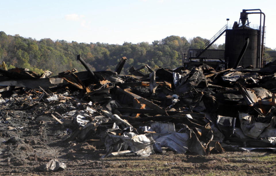 Remains of the International Import Export warehouse in Parkersburg, West Virginia, after a fire there burned for a week. (Photo: Karen Schaefer/For HuffPost)