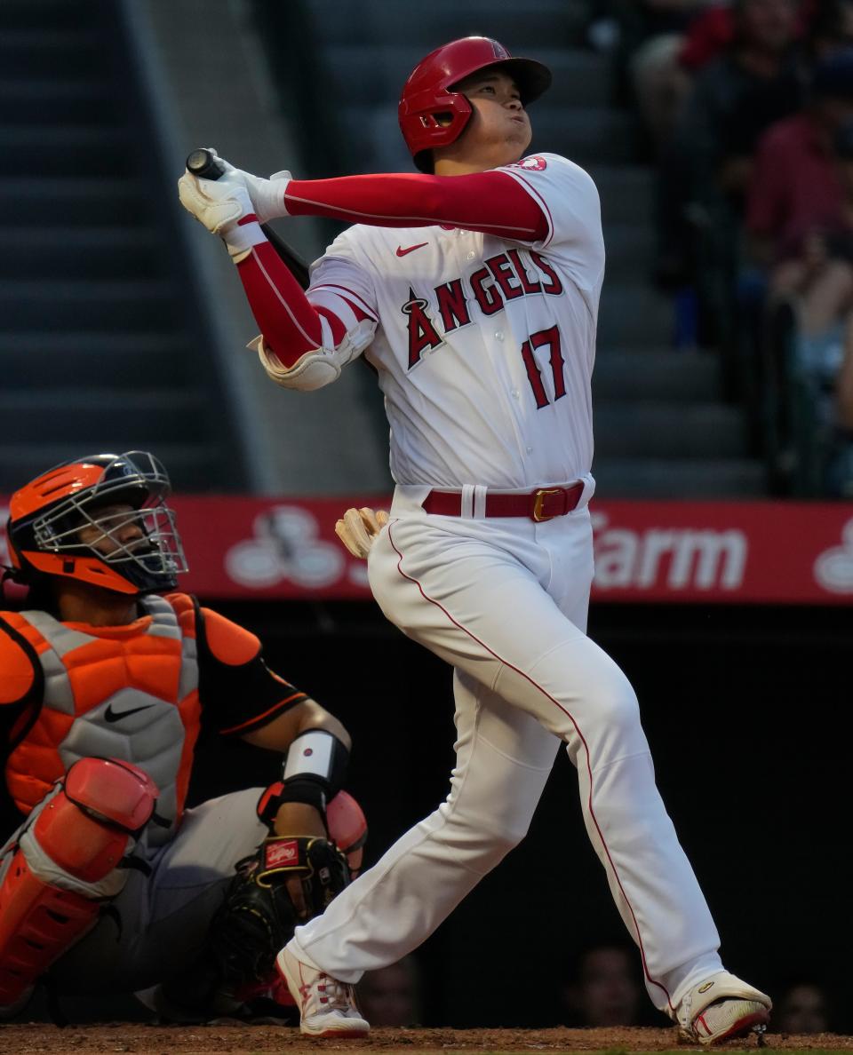 Shohei Ohtani leads the majors with 35 home runs.