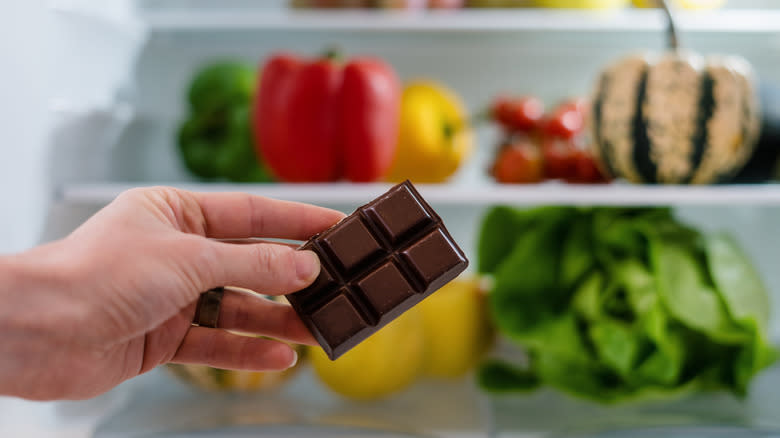 chocolate going into fridge