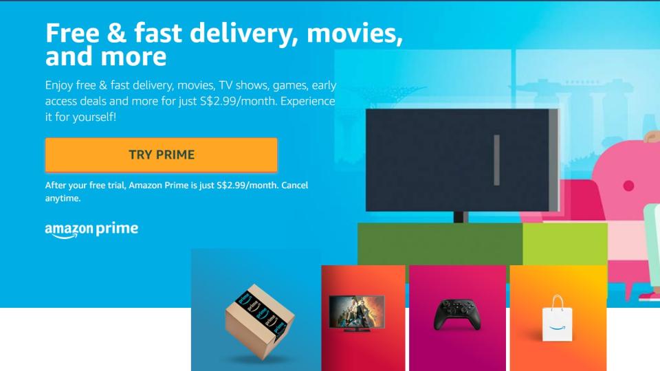 Amazon Prime Singapore homepage - Credit: Amazon