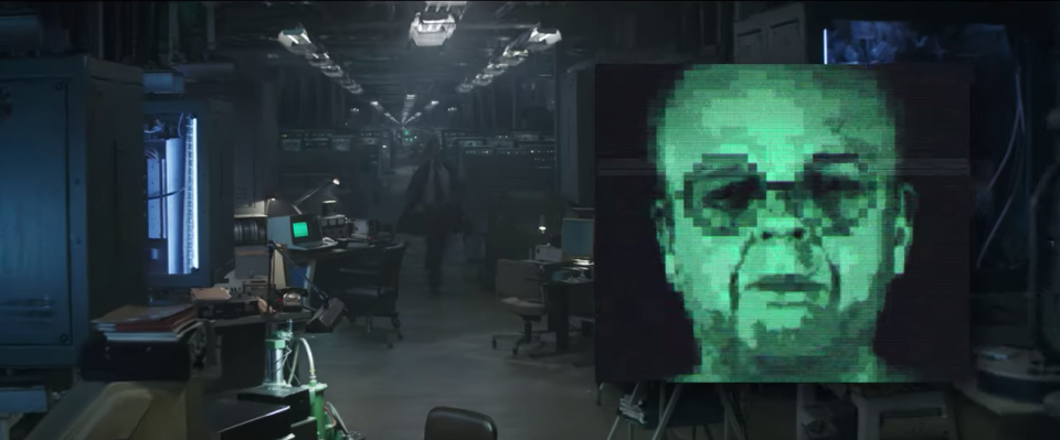 Toby Jones' Arnim Zola appears on screen in Avengers: Endgame. (Cinesite/YouTube)