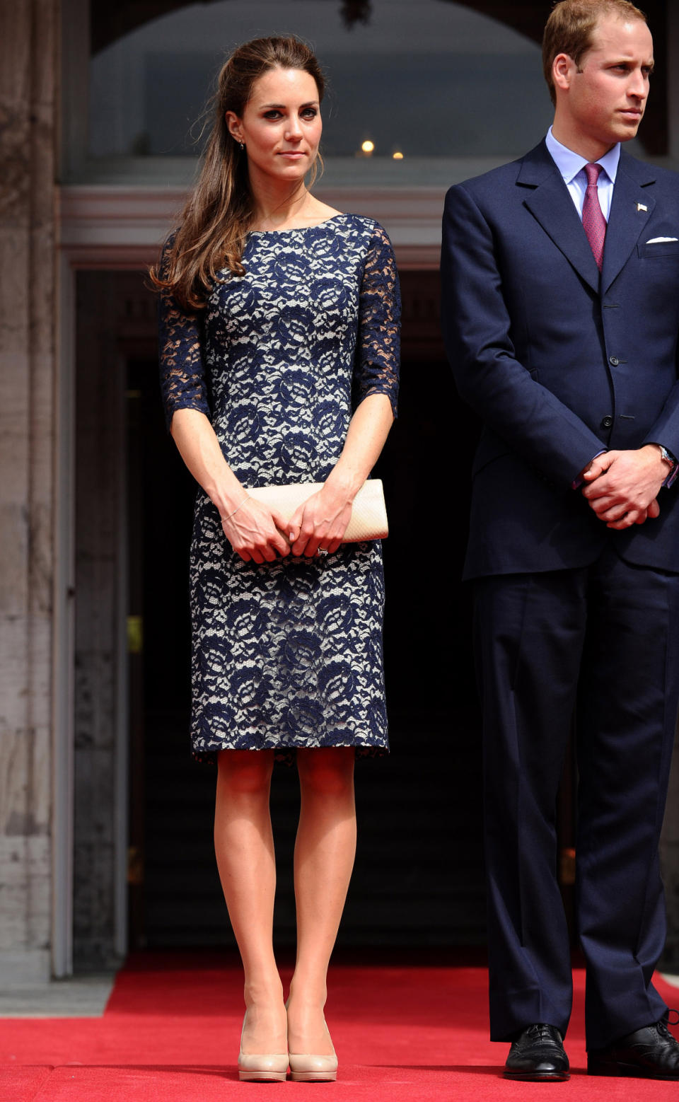 <p>Kate arrived in Canada wearing a black lace dress by Erdem, a Stuart Weitzman clutch and nude pumps.</p><p><i>[Photo: PA]</i></p>