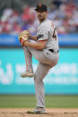 San Francisco Giants pitcher Mason Black winds up during the first inning of a baseball game against the Philadelphia Phillies, Monday, May 6, 2024, in Philadelphia. (AP Photo/Matt Rourke)