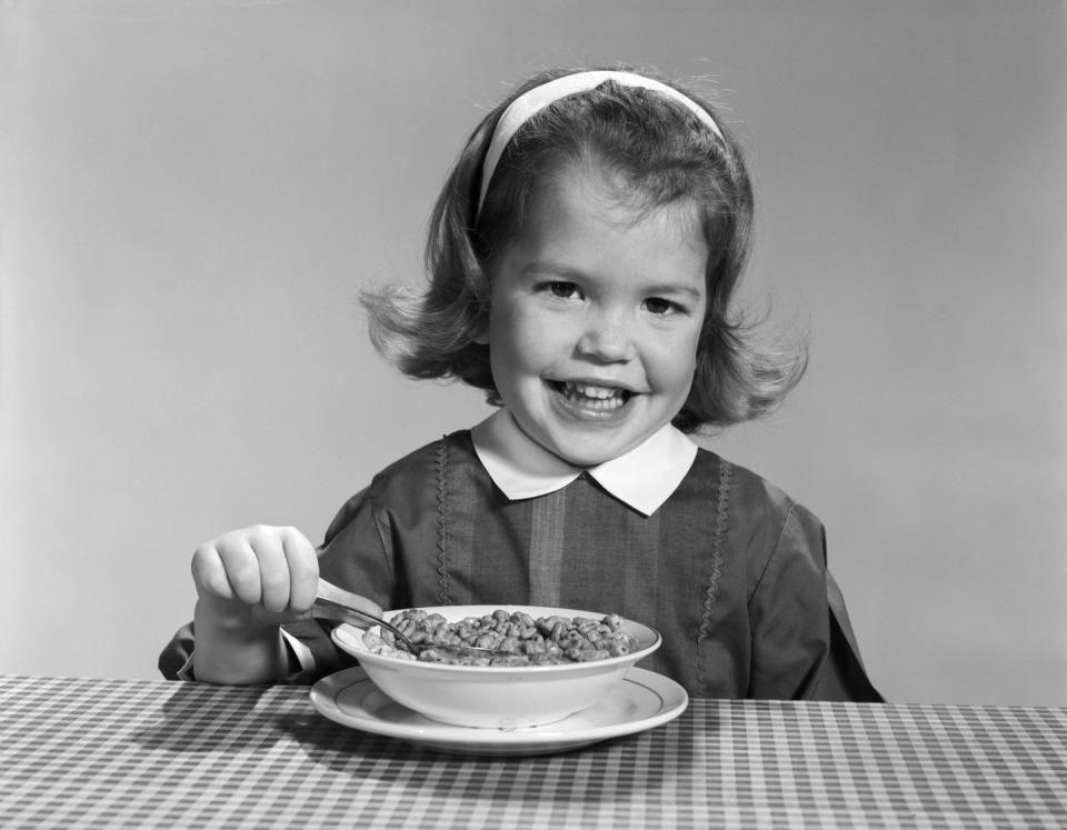 <p> Cereal was breakfast. It came in multiple forms of wheat, corn, or oats. Some cereal was pre-sugared, like Trix and Cap'n Crunch. Others, like unsweetened corn flakes, needed vast amounts of spooned sugar to taste good. The sugar bowl sat on the table and you could probably spoon in four tablespoons before Mom warned you about getting a bellyache. </p>