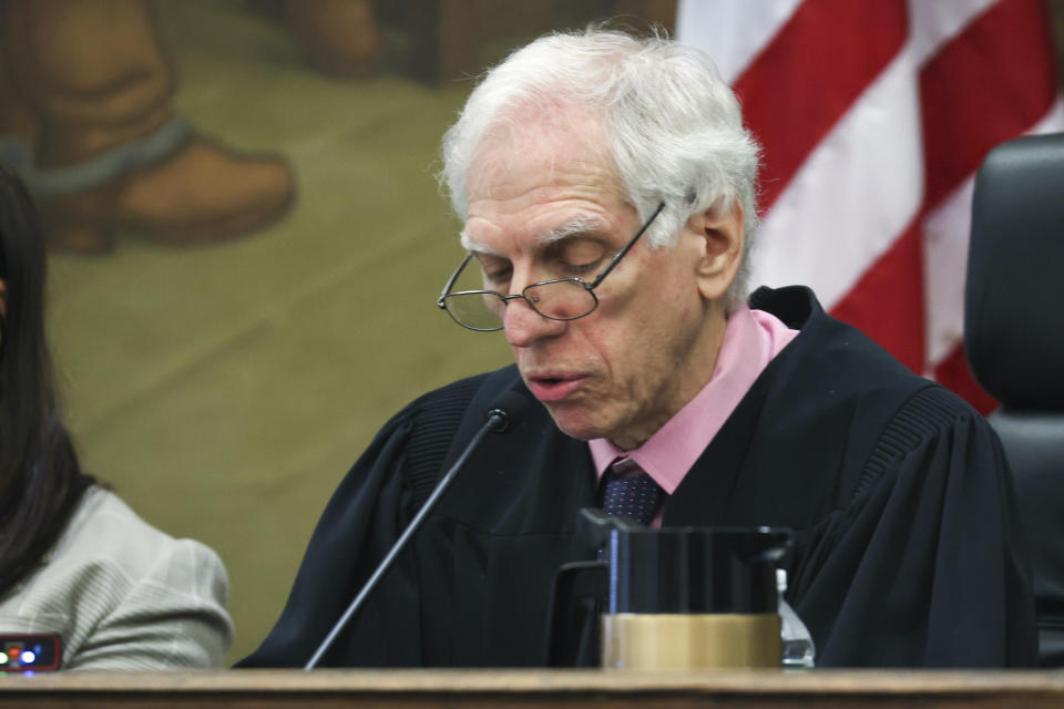 FILE - Justice Arthur Engoron speaks during the trial of former President Donald Trump in a civil fraud case brought by state Attorney General Letitia James, at a Manhattan courthouse, in New York, Tuesday, Oct. 3, 2023. (Shannon Stapleton/Pool Photo via AP, File)