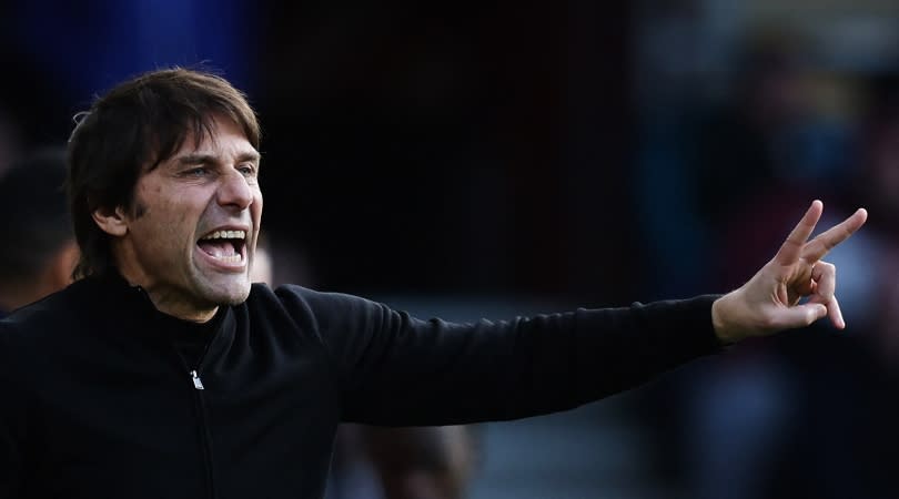 Tottenham manager Antonio Conte gestures during his side's 3-3 draw at Southampton in the Premier League in March 2023. 