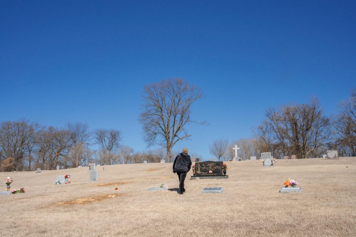 Cora James visits her daughter Jessica’s final resting place.