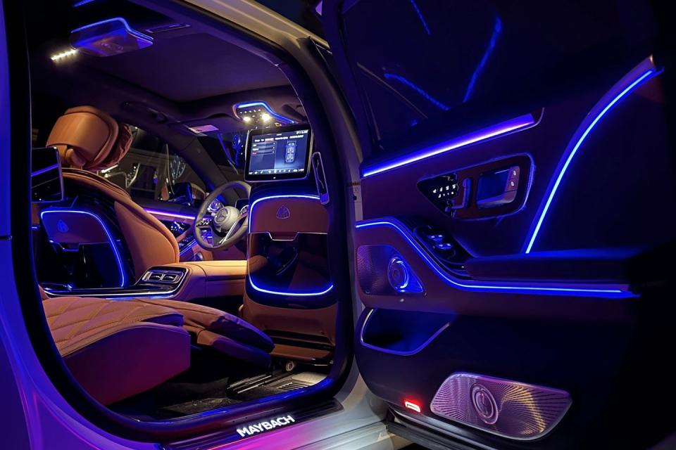 a car with blue interior