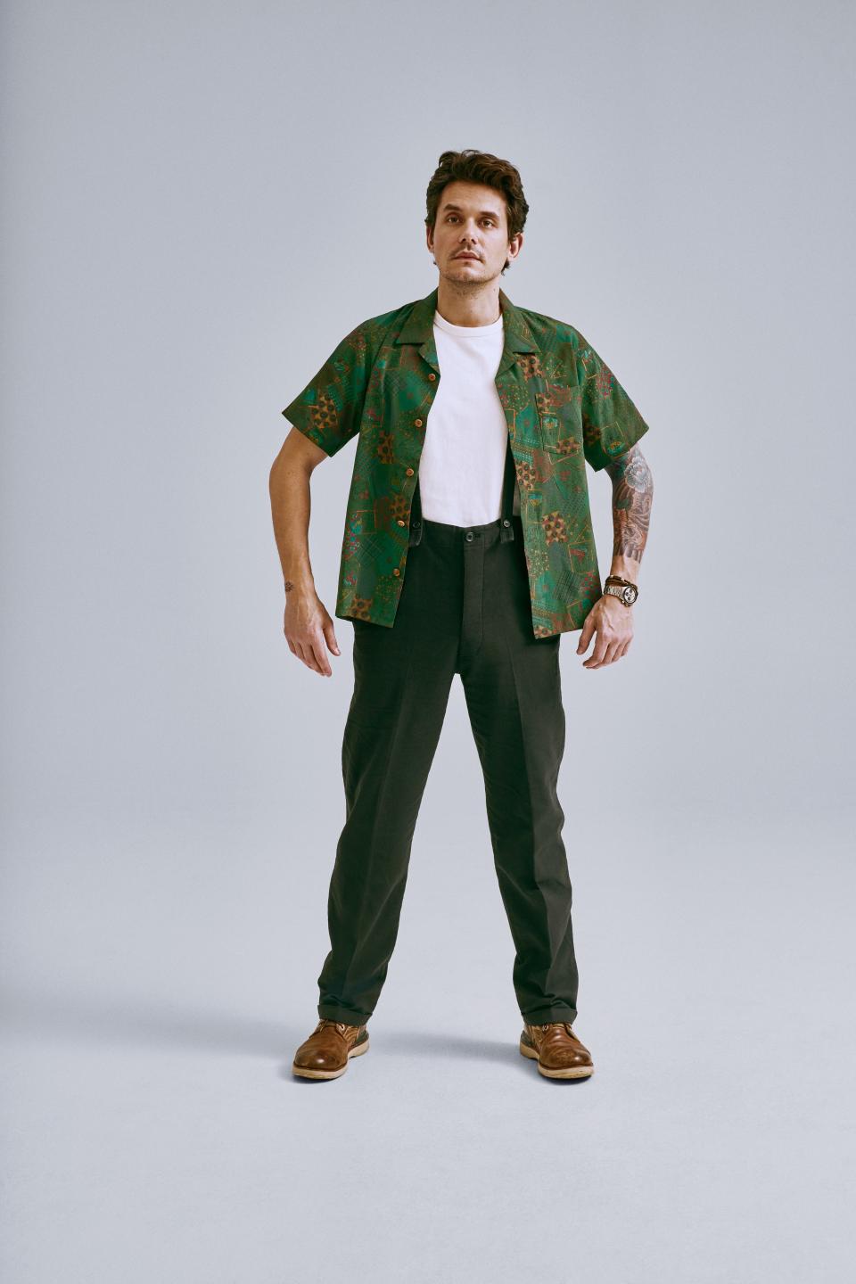 <cite class="credit">Camp shirt, (S/S '19), Sublig Crew Tee, trousers (S/S '19), suspenders, Seven-Hole '73-Folk boots (2009), by Visvim / Vintage Oyster Perpetual Cosmograph Daytona “Paul Newman” watch ref. 6263, by Rolex</cite>