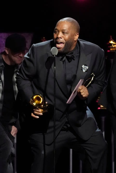 Killer Mike accepts the award for best rap album for “Michael” during the 66th annual Grammy Awards on Sunday, Feb. 4, 2024, in Los Angeles. (AP Photo/Chris Pizzello)