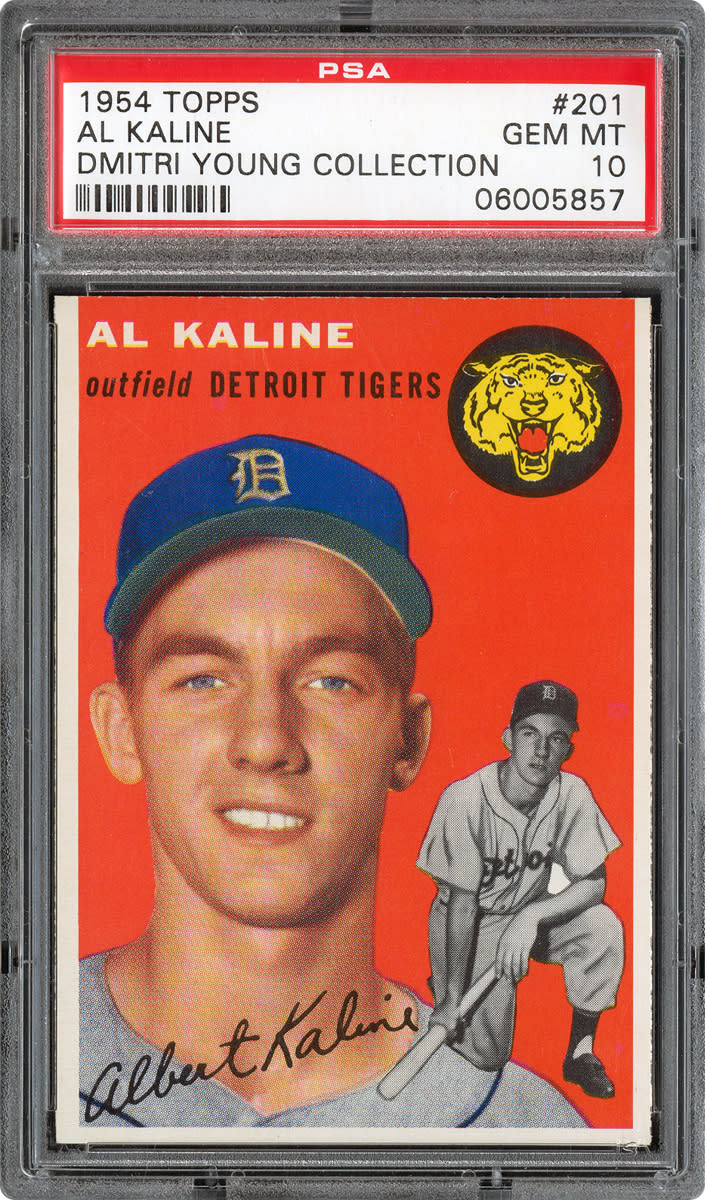 Young bought this 1954 Topps PSA 10 when he was traded to the Detroit Tigers, the team with which Kaline spent his entire career.
