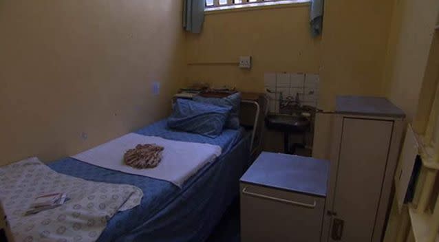 The single bed in the prison cell that Pistorius shared in the South African jail. Photo: Supplied