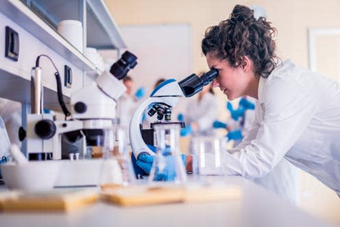   <span class="attribution"><a class="link " href="https://www.shutterstock.com/image-photo/young-scientist-looking-through-microscope-laboratory-1081663553?src=MdQfNCBQrSB7eN6JDTiZVw-1-15" rel="nofollow noopener" target="_blank" data-ylk="slk:Vladimir Borovic/Shutterstock;elm:context_link;itc:0;sec:content-canvas">Vladimir Borovic/Shutterstock</a></span>