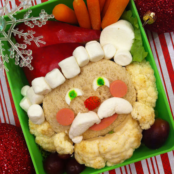 ‘Ho, ho, ho! Happy Holidays’ Heather wrote on her blog for her Christmas bento that featured Santa with a cauliflower beard.<br><br>Photo: Heather Sitarzewski