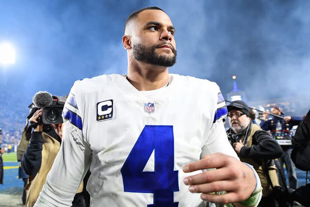 Kevork Djansezian/Getty Dak Prescott of the Dallas Cowboys takes the field