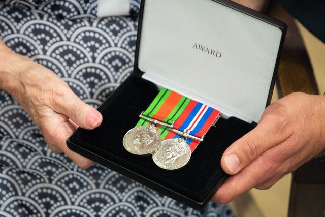 Close up of Henny Franks' medals