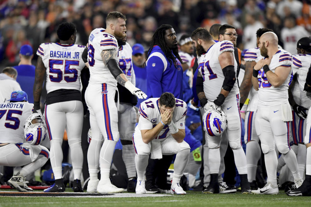 Bills S Damar Hamlin has cardiac arrest on field, NFL suspends
