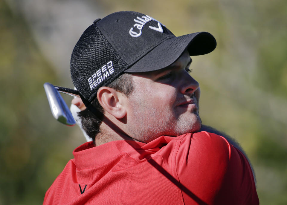 Patrick Reed watches his tee shot on the third hole during the second round of the Humana Challenge golf tournament at the La Quinta Country Club on Friday, Jan. 17, 2014, in La Quinta, Calif. (AP Photo/Chris Carlson)