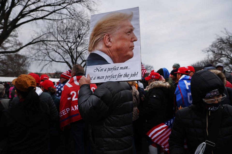 Trump supporters gathered in the nation's capital today to protest the ratification of President-elect Joe Biden's Electoral College victory over President Trump in the 2020 election in Washington, DC., on Jan. 6, 2021.<span class="copyright">Spencer Platt—Getty Images</span>