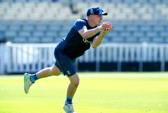 Brook leaps into action during England training at Edgbaston.