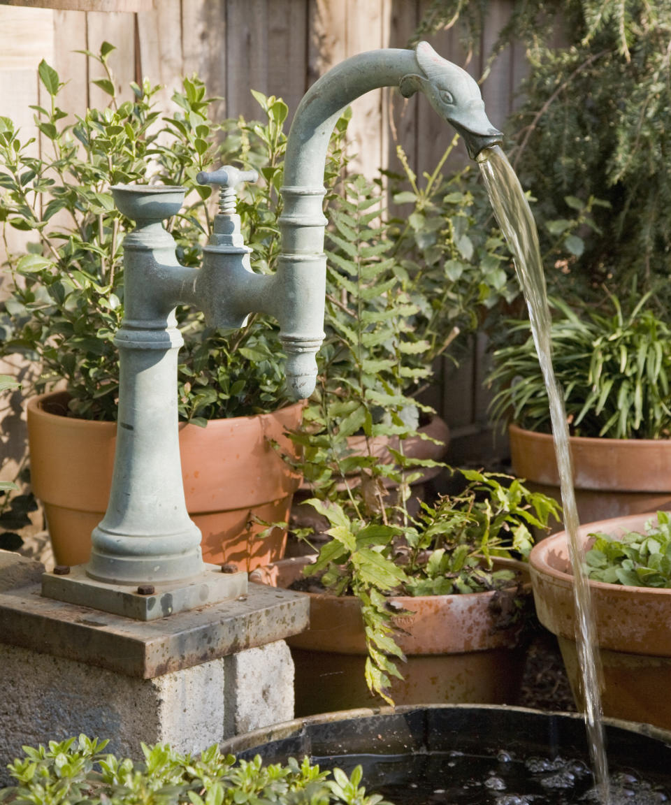 Include the soothing sounds of a water feature