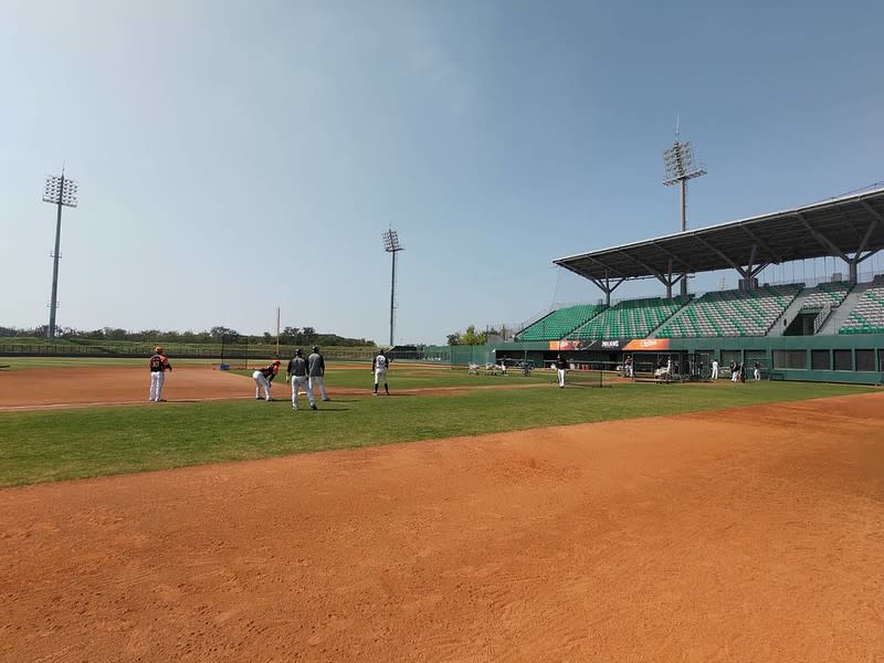 統一獅春訓在和順寮亞太棒球村副場。（資料照／記者蕭保祥攝）