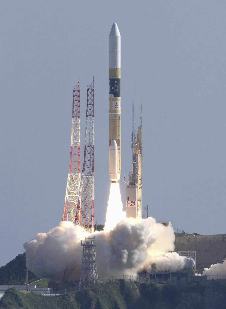 An HII-A rocket blasts off from the launch pad at Tanegashima Space Center in Kagoshima, southern Japan Thursday, Sept. 7, 2023. (Kyodo News via AP)