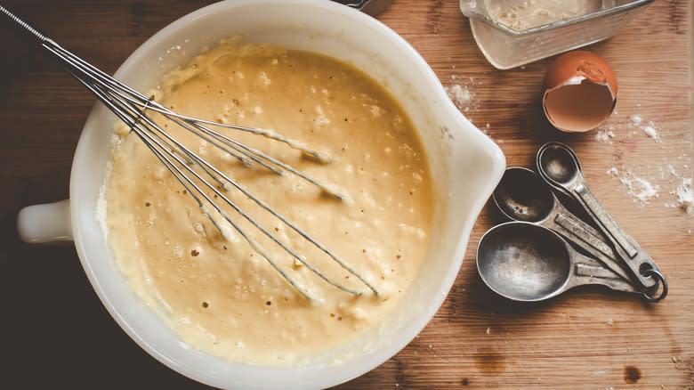 Pancake batter with air bubbles