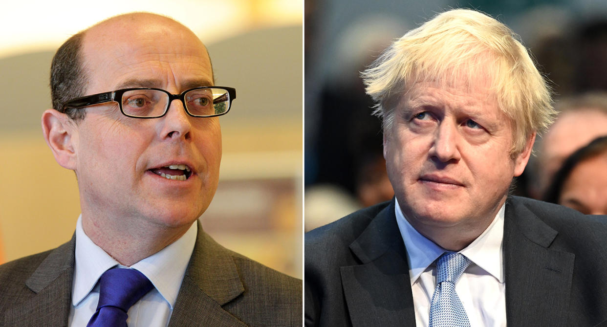 The BBC received more than 500 complaints about bias against Boris Johnson (right) in an interview by Nick Robinson (left). (Getty)