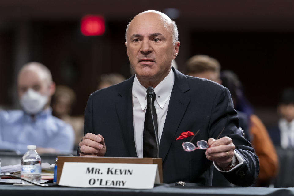 Investor and star of "Shark Tank" Kevin O'Leary, testifies before the Senate Banking Committee about cryptocurrency and the collapse of FTX, at the Capitol in Washington, Wednesday, Dec. 14, 2022. (AP Photo/J. Scott Applewhite)