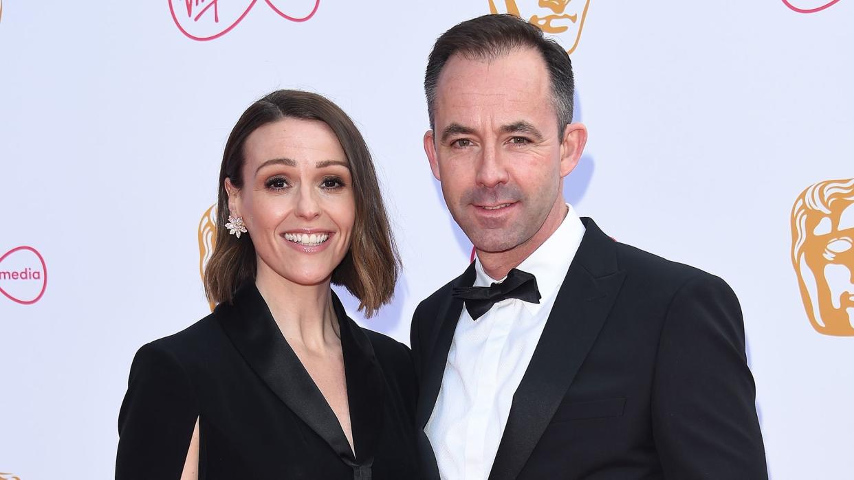 Suranne Jones (L) and Laurence Akers at the 2019 BAFTAs