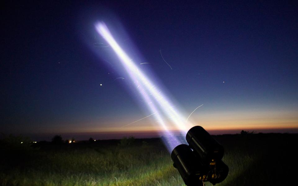 Air defence forces searchlights are being demonstrated to the press in Kyiv - Kaniuka Ruslan / Avalon/Avalon