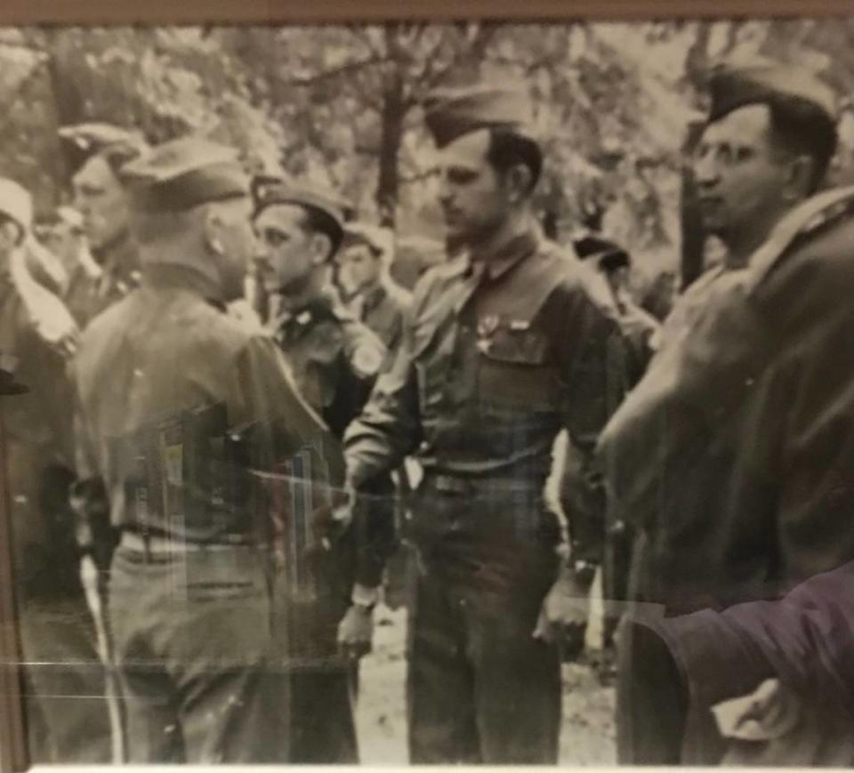 Alexander (Pete) Petrovich receiving Bronze Star during World War II