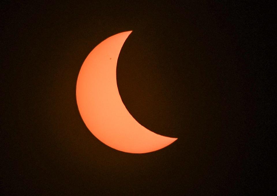 The peak of the 2024 solar eclipse over Brevard County from Titusville, FL April 8, 2024. Craig Bailey/FLORIDA TODAY via USA TODAY NETWORK